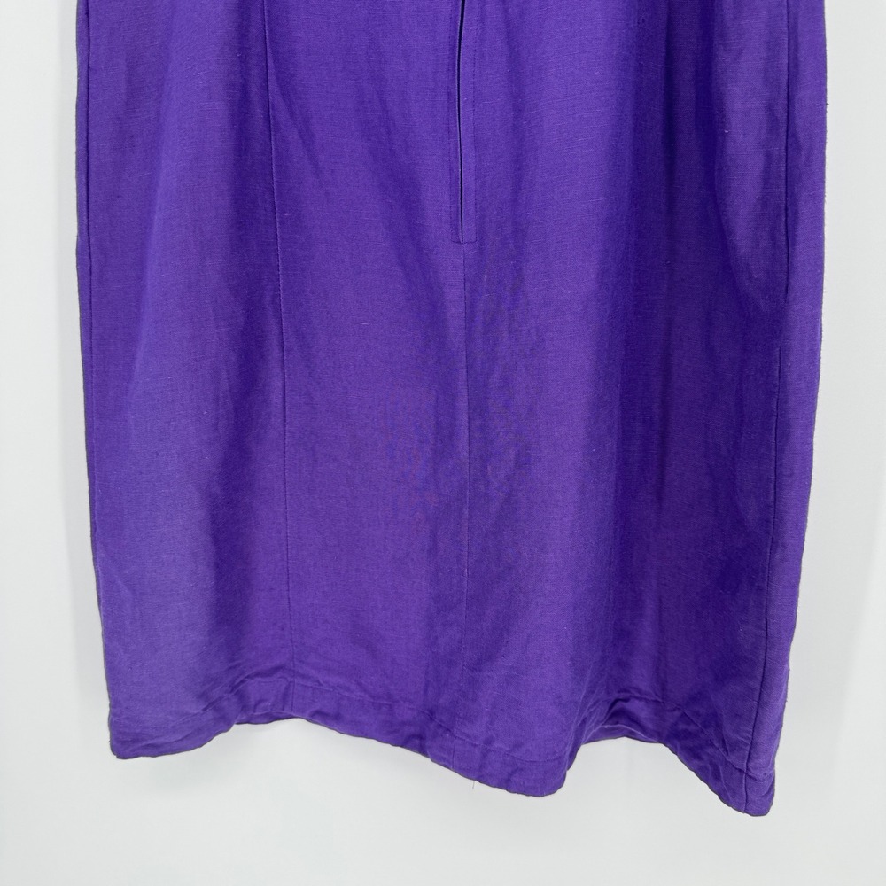 Vintage Ashley Brooke Linen Blend Mini Slip Dress 10 Purple 90s Minimalist Retro - Picture 6 of 12